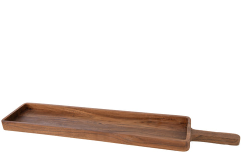 Detail van J-Line Snijplank Acacia Large met zichtbare houtstructuur en glad oppervlak.