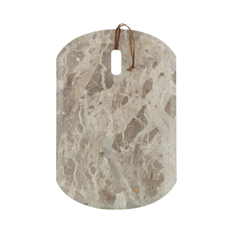 J-Line snijplank Marble Beige small van marmer met leren detail, vooraanzicht