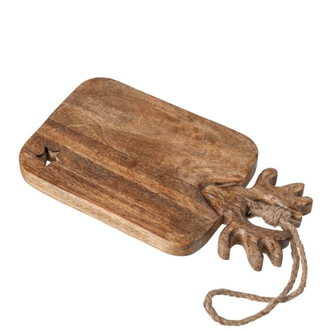 J-Line Reindeer Small snijplank van bruin mangohout