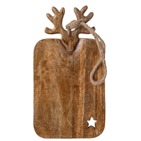 Voorzijde van de J-Line Reindeer Small snijplank van bruin mangohout