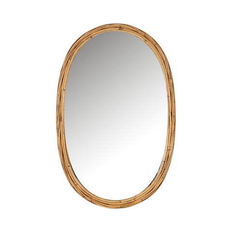 J-Line Spiegel Ovalo met natuurlijke rotan omlijsting en elegante ovale vorm