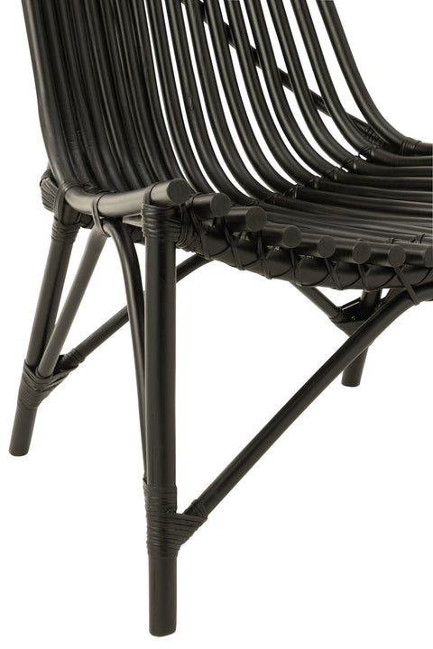 Detail van de zwarte stoelpoten van de J-Line stoel Rattan.