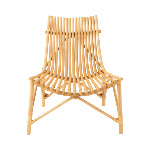 J-Line stoel Rattan Naturel van rotan en riet met open structuur en natuurlijke afwerking, vooraanzicht.