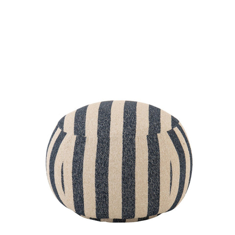 J-Line Striped poef in blauw en off-white