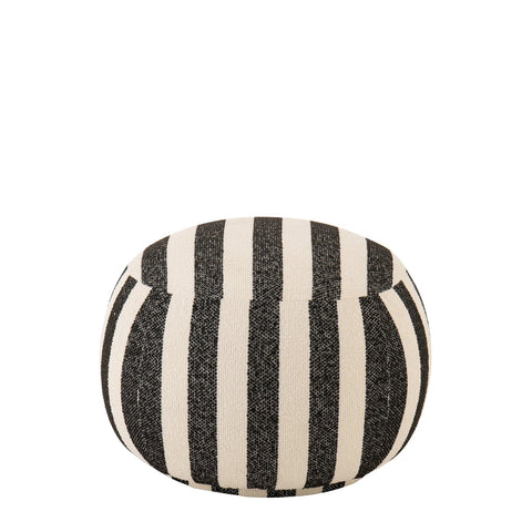 J-Line Striped ronde poef in zwart en off-white