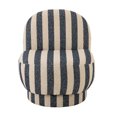 Voorzijde van de J-Line Striped zetel in blauw en off-white