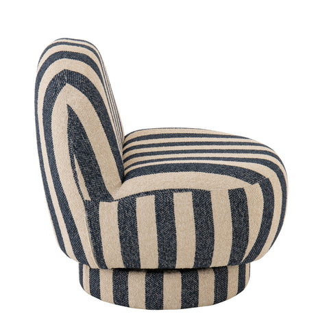 Zijkant van de J-Line Striped zetel met blauw en off-white strepen