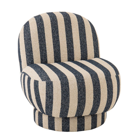 J-Line Striped zetel in blauw en off-white