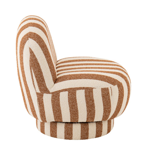 Zijkant van de J-Line Striped zetel met camel en off-white strepen