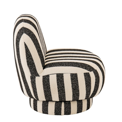 Zijkant van de J-Line Striped zetel met zwart en off-white strepen