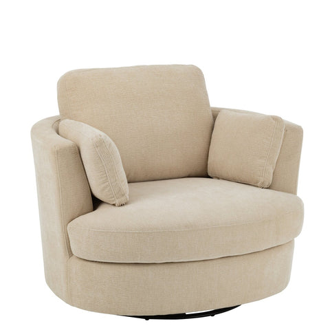 J-Line Swiv loungestoel in beige met afgeronde vormen