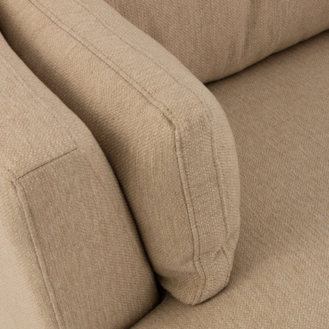Detail van de armleuning van de J-Line Swivel loungestoel in beige