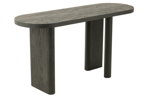 Voorzijde van J-Line tafel Negro in zwart gerecycleerd hout.