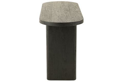 Zijkant van de zwarte J-Line tafel Negro, gerecycleerd houten design