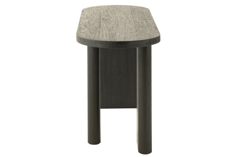 Zijkant van de zwarte J-Line tafel Negro, gerecycleerd houten design.