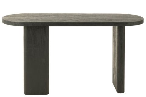 Voorzijde van J-Line tafel Negro in zwart gerecycleerd hout.