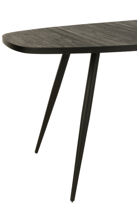 Detail van het metalen onderstel van J-Line tafel Oval in zwart.