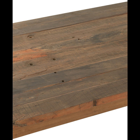 Detail gerecycleerd houten tafelblad van J-Line Vintage Wood Brown