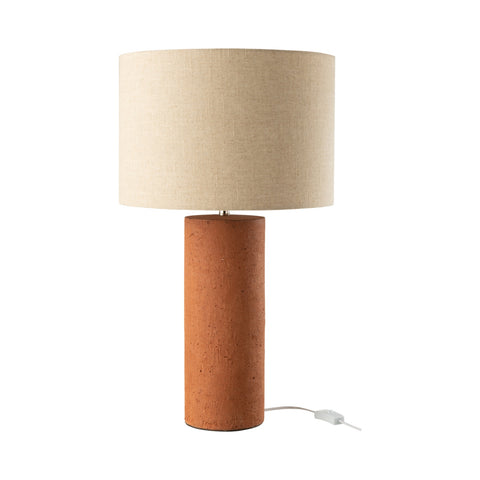 J-Line tafellamp met roestkleurige terracotta voet en beige linnen kap – 65 cm hoog, modern en natuurlijk design