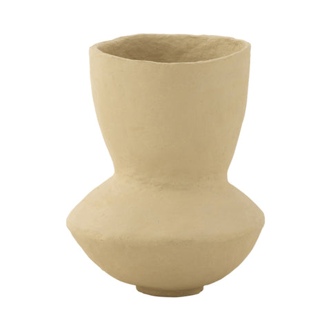 J-Line Vaas 'Archaic' large in beige papier maché, decoratieve vloervaas