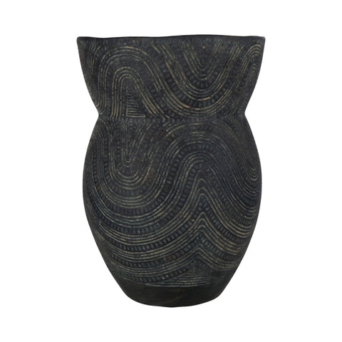 Zwarte cementen vaas J-Line Circle met ronde vorm, 47 cm hoog