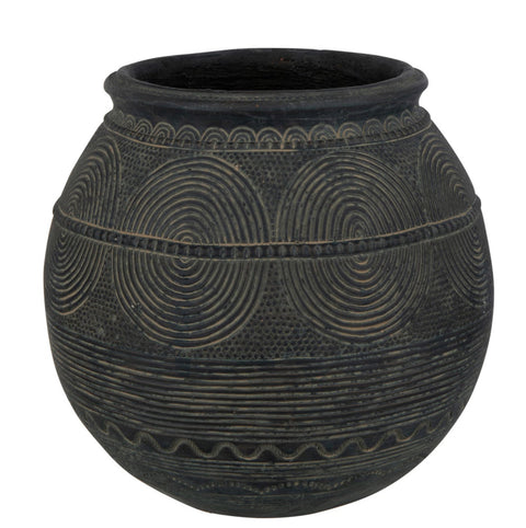 Kleine zwarte cementen vaas J-Line Kruik Small met matte afwerking, 27,5 cm hoog.