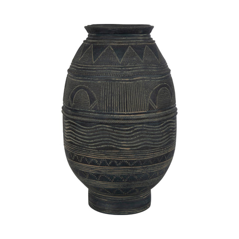 Zwarte cementen vaas J-Line Kruik met handgemaakte uitstraling, 27x42,5 cm.