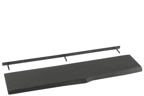 J-Line zwarte wandplank Gerard Black Large met metalen muurbevestiging.