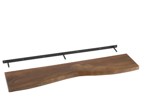 J-Line bruine wandplank Gerard Brown Large met metalen muurbevestiging.