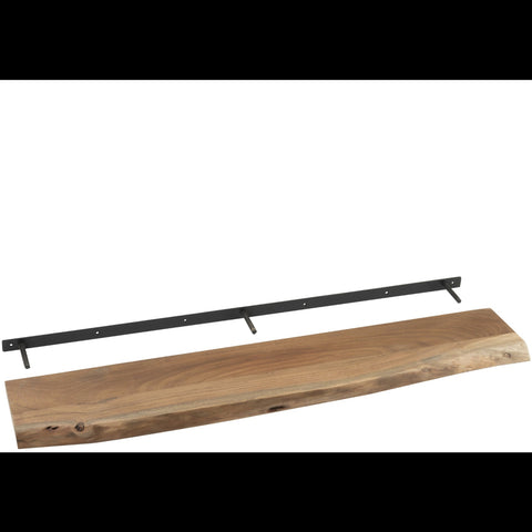 J-Line wandplank Gerard Natural met muurbevestiging, gemaakt van acaciahout en metaal.