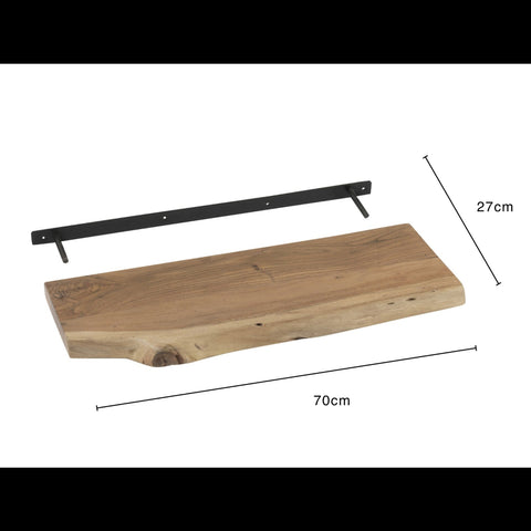 J-Line wandplank Gerard Natural Small met afmetingen van circa 70 bij 27 cm.