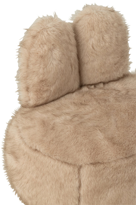 Detail van de speelse oren van de J-Line Bunny zetel in beige fur