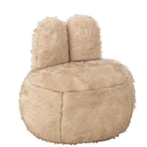 J-Line zetel Bunny in beige fur met oren, vooraanzicht