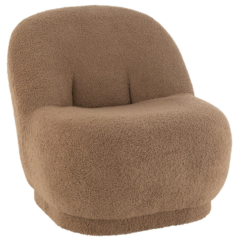 J-Line Teddy Brown zetel volledig in beeld met velvet-bouclé bekleding
