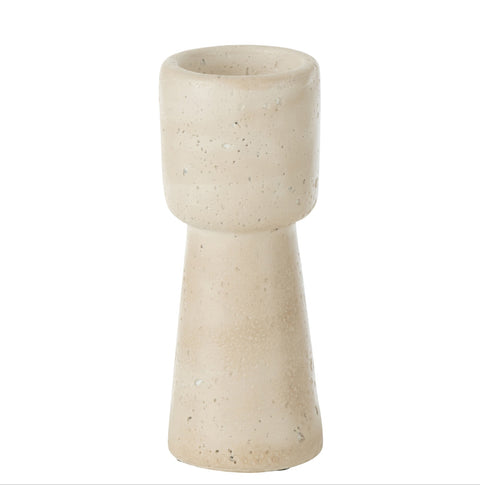 J-Line Kandelaar 'Olina' (small) in travertine-look, in crème/ivoor tint
