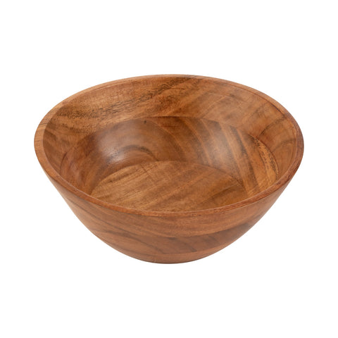 Vooraanzicht van de J-Line Kom 'Acacia' (medium) in naturel hout met organische vorm