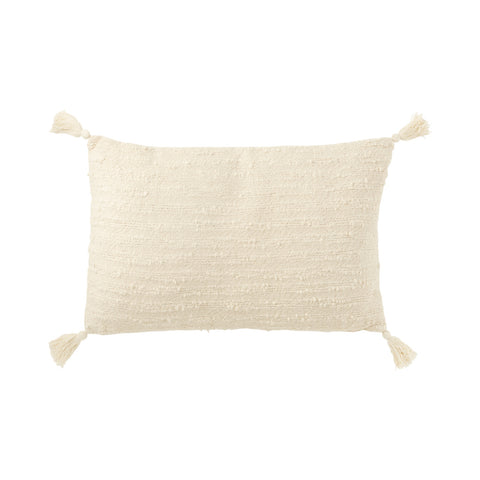 J-Line kussen ‘Cotton Cream’ – langwerpig sierkussen in crème/ivoor met natuurlijke, zachte uitstraling