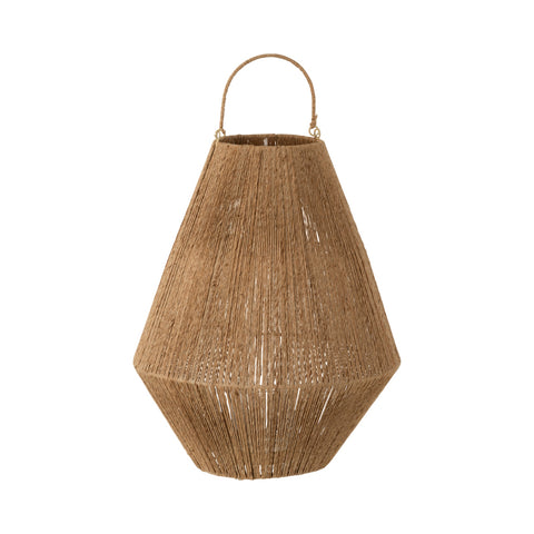 J-Line lantaarn Dantya van jute en metaal in naturel kleur zonder kaars – stijlvolle bohemian woonaccessoire