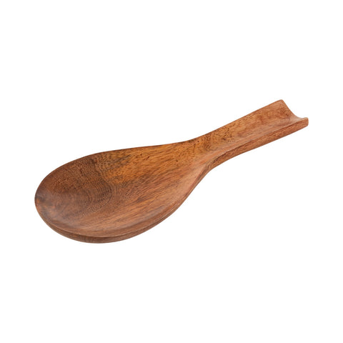 Houten serveerlepel J-Line ‘Acacia’ in hout, close-up op witte achtergrond