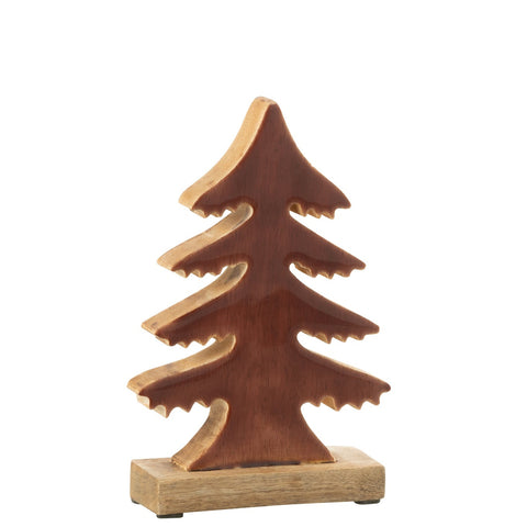 J-Line Ornament Dennenboom small van mangohout, naturel kleur, vooraanzicht