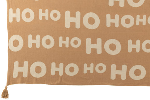 Open J-Line plaid Ho Ho Ho in wit met beige tekst en kwastjes