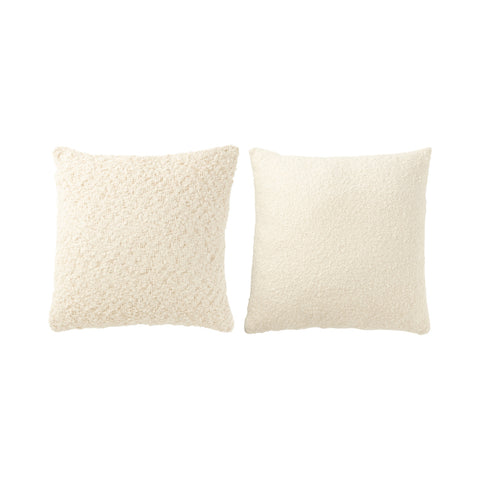 J-Line Set van 2 Kussens Cotton Cream – katoenen kussens beige/ivoor voorkant