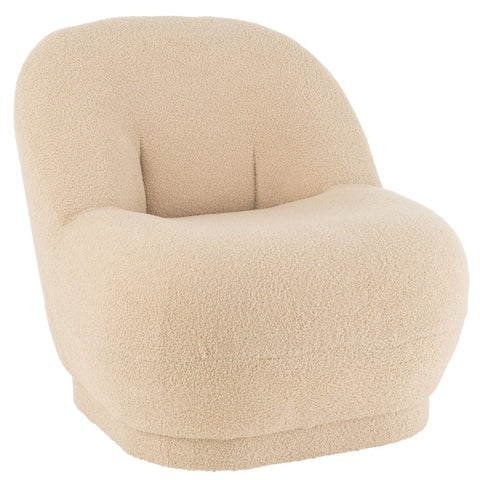 J-Line Zetel Teddy Warm Beige – bouclé fauteuil in beige