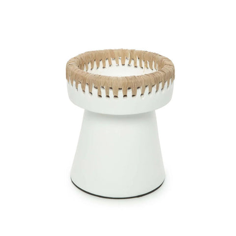 Pretty medium – terracotta kandelaar met raffia detail