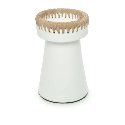 Kandelaar Pretty medium – terracotta kandelaar met raffia detai