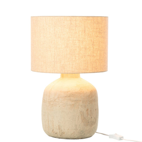J-Line Lamp 'Mia' brandend, keramiek & linnen, beige