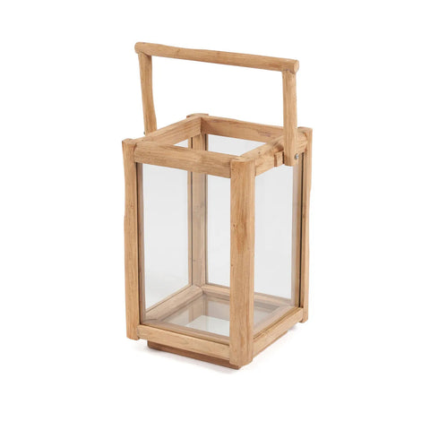 Zijaanzicht van de Bazar Bizar The Nusa Penida small lantaarn van teak hout