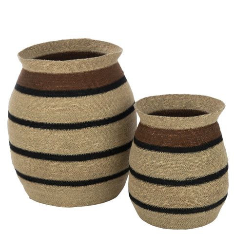 J-Line mandenset van zeegras in naturel kleur, small en large formaat