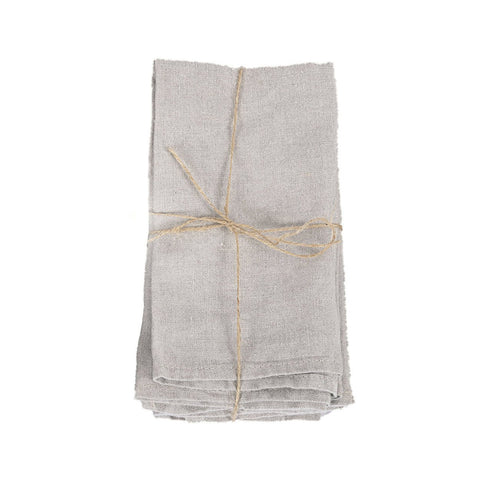 Opgeplooide beige linnen servetten set van 4, Casa Mimi