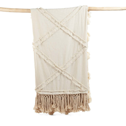 Plaid 'Beber Natural' half openhangend, naturel katoen